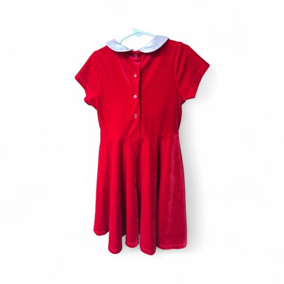 COPPER KEY Size 6 Red Velvet Short Dress with White Collar - Picture 2 of 2